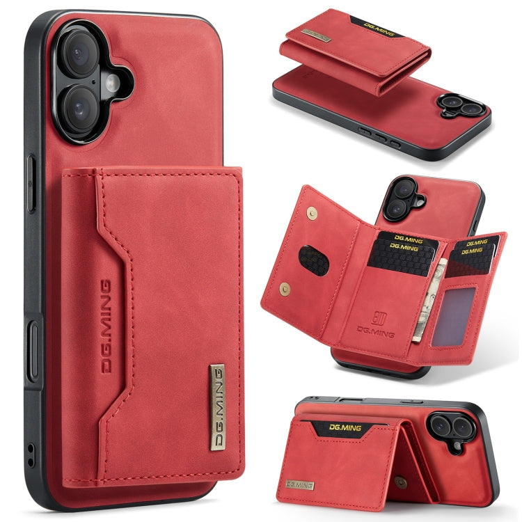 DG.MING M2 Series 3-Fold Card Bag Wallet Leather Phone Case, For iPhone Air, For iPhone 16 Pro Max, For iPhone 16 Pro, For iPhone 16 Plus