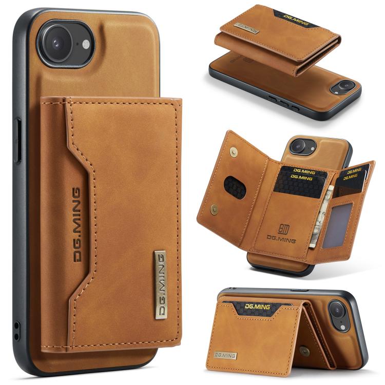 DG.MING M2 Series 3-Fold Card Bag Wallet Leather Phone Case, For iPhone 17e / 16e, For iPhone 17 Pro Max, For iPhone 17 Pro, For iPhone 17