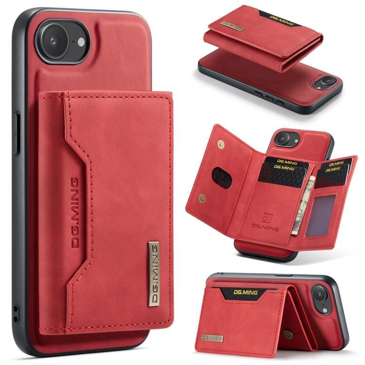 DG.MING M2 Series 3-Fold Card Bag Wallet Leather Phone Case, For iPhone 17e / 16e, For iPhone 17 Pro Max, For iPhone 17 Pro, For iPhone 17
