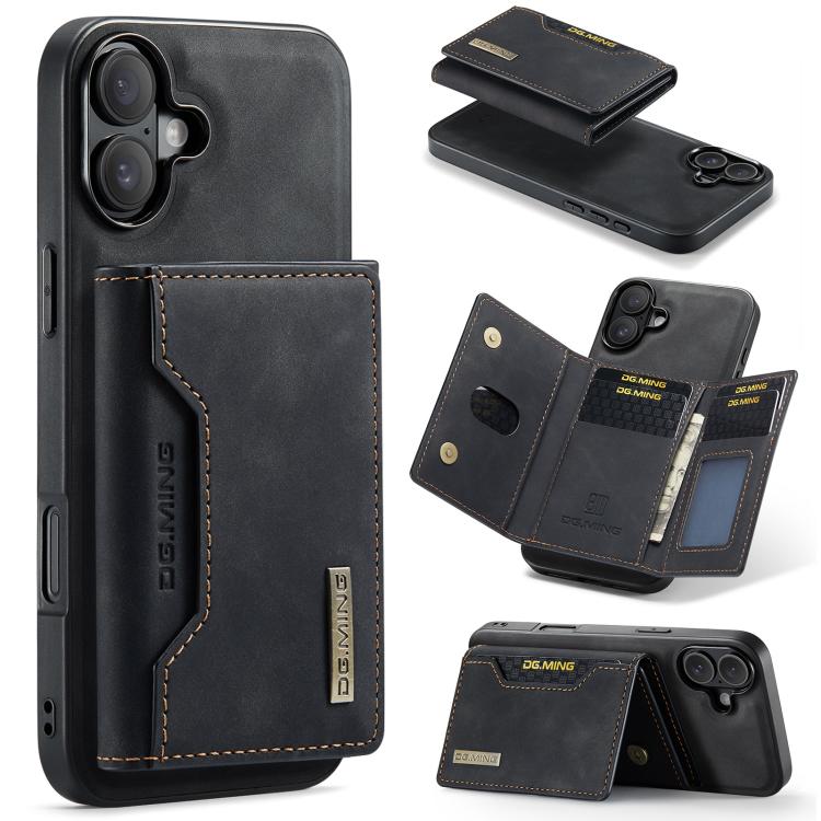 DG.MING M2 Series 3-Fold Card Bag Wallet Leather Phone Case, For iPhone 17e / 16e, For iPhone 17 Pro Max, For iPhone 17 Pro, For iPhone 17
