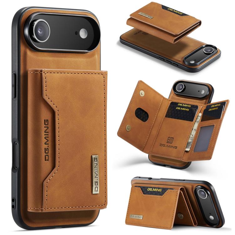 DG.MING M2 Series 3-Fold Card Bag Wallet Leather Phone Case, For iPhone Air, For iPhone 16 Pro Max, For iPhone 16 Pro, For iPhone 16 Plus