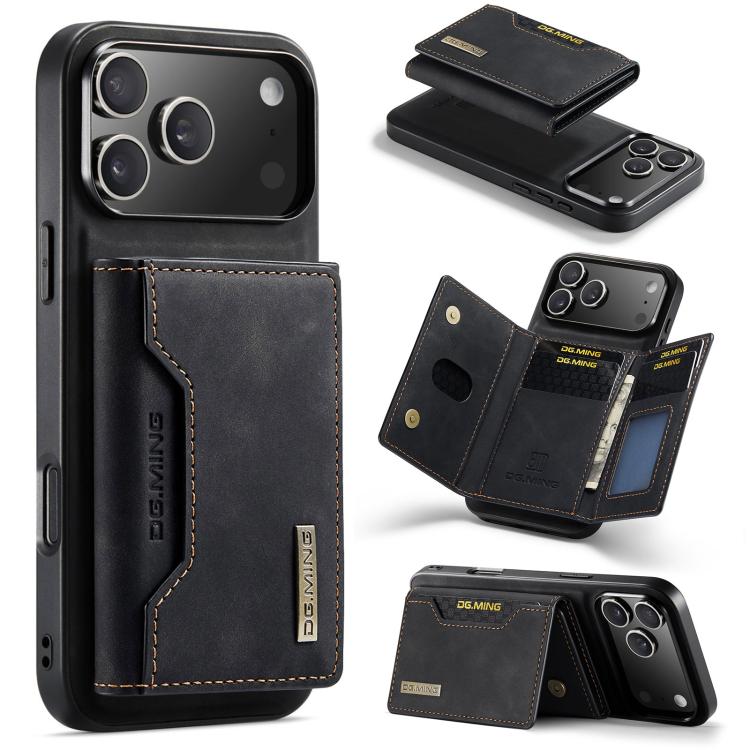 DG.MING M2 Series 3-Fold Card Bag Wallet Leather Phone Case, For iPhone 17e / 16e, For iPhone 17 Pro Max, For iPhone 17 Pro, For iPhone 17