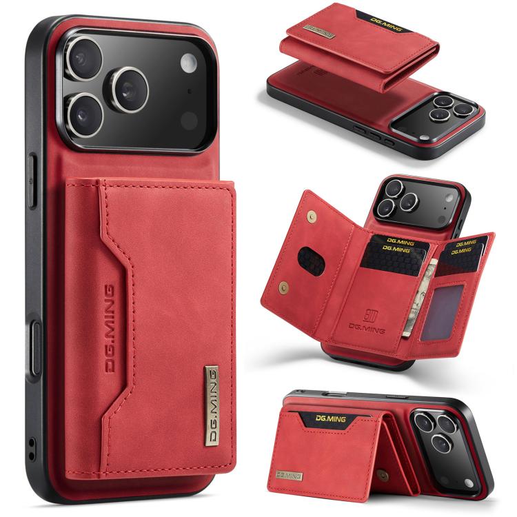 DG.MING M2 Series 3-Fold Card Bag Wallet Leather Phone Case, For iPhone 17e / 16e, For iPhone 17 Pro Max, For iPhone 17 Pro, For iPhone 17