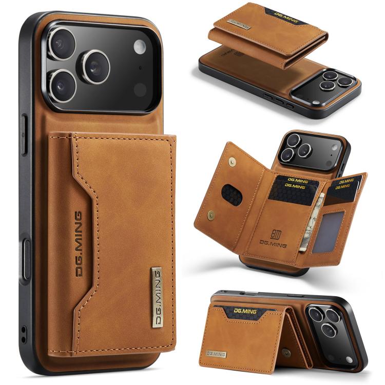 DG.MING M2 Series 3-Fold Card Bag Wallet Leather Phone Case, For iPhone 17e / 16e, For iPhone 17 Pro Max, For iPhone 17 Pro, For iPhone 17