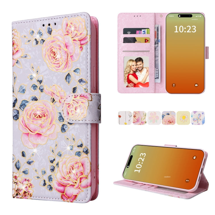 Bronzing Painting RFID Leather Case, For iPhone 16, For iPhone 15 Pro Max, For iPhone 15 Pro, For iPhone 15 Plus