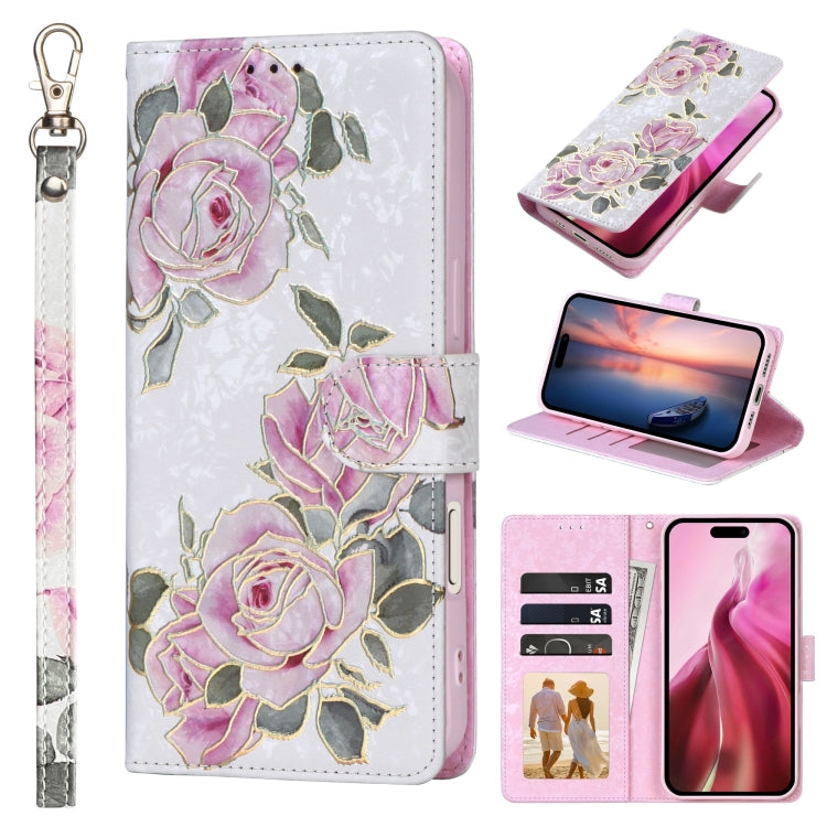 Bronzing Painting RFID Leather Case, For iPhone 17e / 16e, For iPhone 16 Pro Max, For iPhone 16 Pro, For iPhone 16 Plus