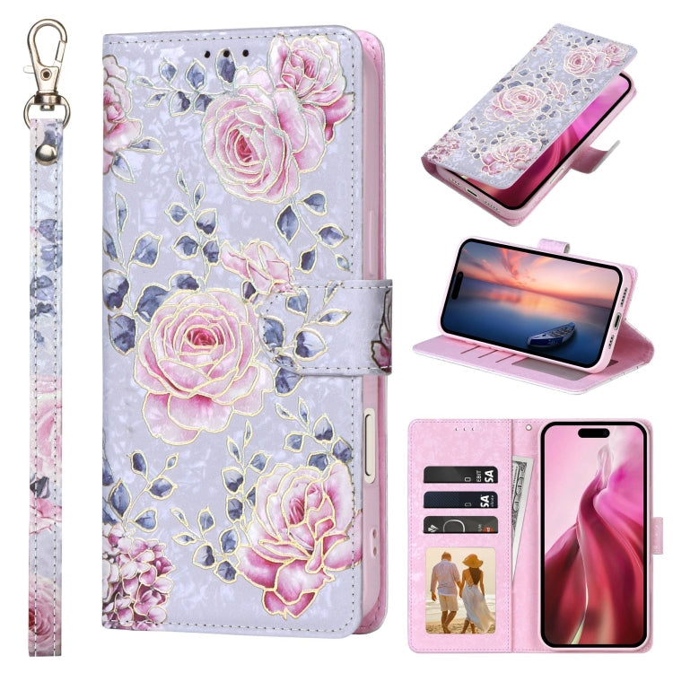 Bronzing Painting RFID Leather Case, For iPhone 17e / 16e, For iPhone 16 Pro Max, For iPhone 16 Pro, For iPhone 16 Plus