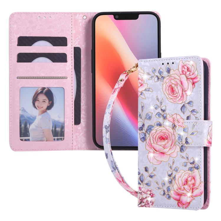 Bronzing Painting RFID Leather Case, For iPhone 17e / 16e, For iPhone 16 Pro Max, For iPhone 16 Pro, For iPhone 16 Plus