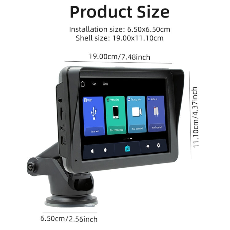 B5570 SunShade Style Car MP5 Player 7 inch Wireless CarPlay, Support Mobile Phone Interconnection, B5570