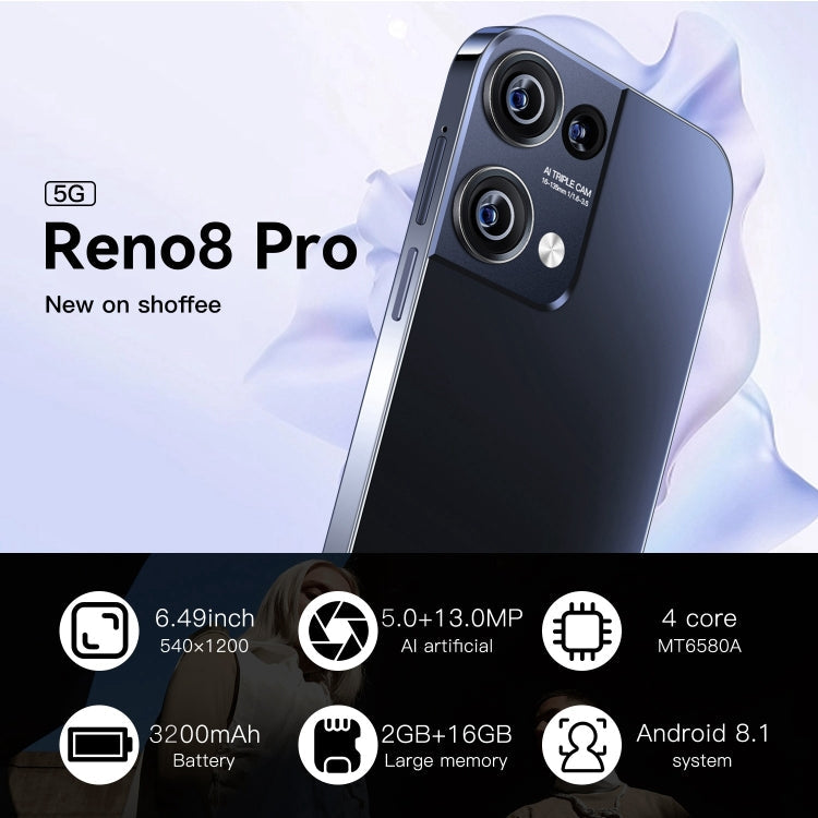 Reno8 Pro / B55, 6.49 inch Screen, Face Identification, Android  8.1 MTK6580A Quad Core, Network: 3G, OTG, Dual SIM, Reno8 Pro / B55 2GB+16GB