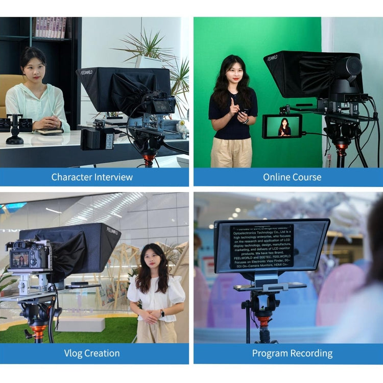 FEELWORLD TP16 16 inch Tablet Horizontal Vertical Prompting Folding Teleprompter, Bluetooth Remote Control, TP16