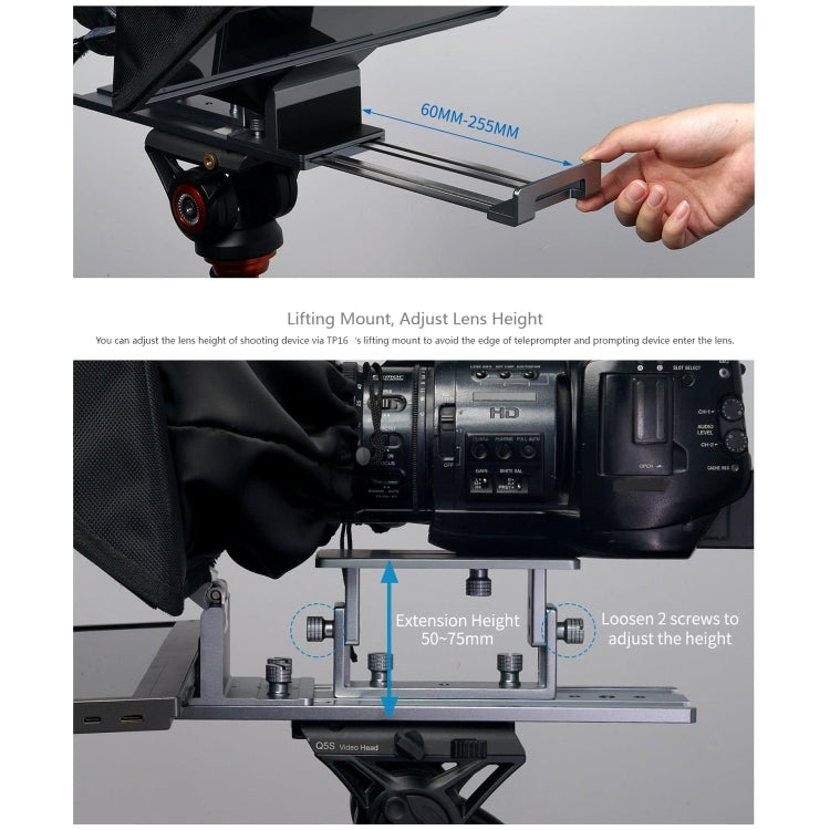 FEELWORLD TP16 16 inch Tablet Horizontal Vertical Prompting Folding Teleprompter, Bluetooth Remote Control, TP16