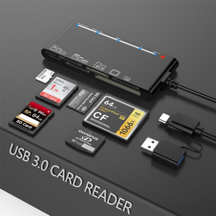 CR7 USB3.0 + Type-C Multi-function Card Reader CF / XD / MS / SD / TF Card 7 in 1, USB3.0 + Type-C