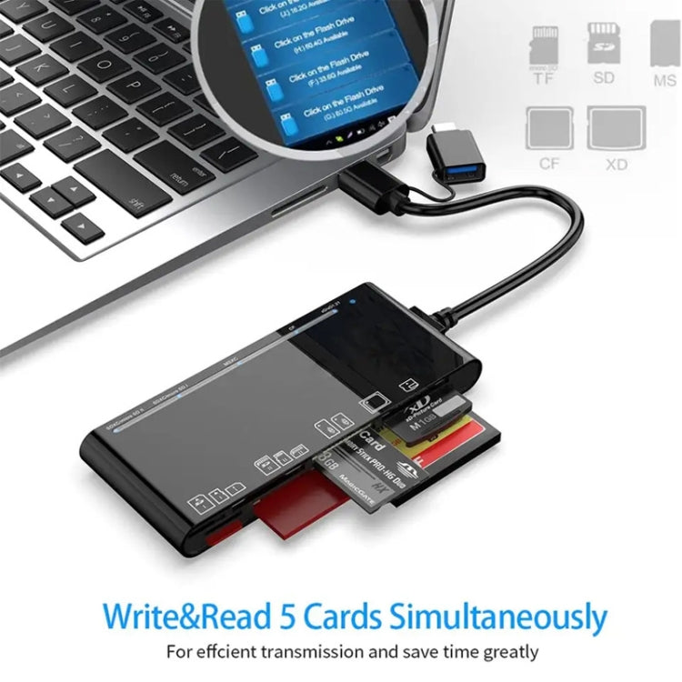CR7 USB3.0 + Type-C Multi-function Card Reader CF / XD / MS / SD / TF Card 7 in 1, USB3.0 + Type-C