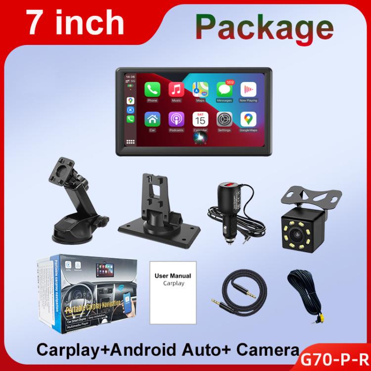 Car 7 inch IPS Portable Smart Screen Wireless Screen Projection Carplay Android Auto, with Reversing Camera, with Reversing Camera