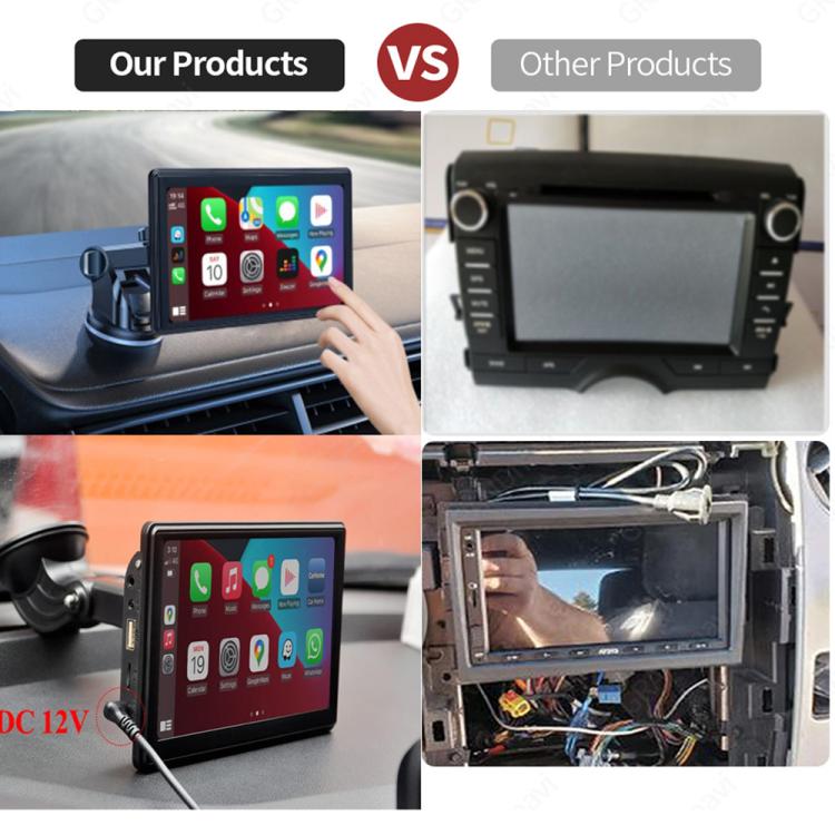 Car 7 inch IPS Portable Smart Screen Wireless Screen Projection Carplay Android Auto, with Reversing Camera, with Reversing Camera