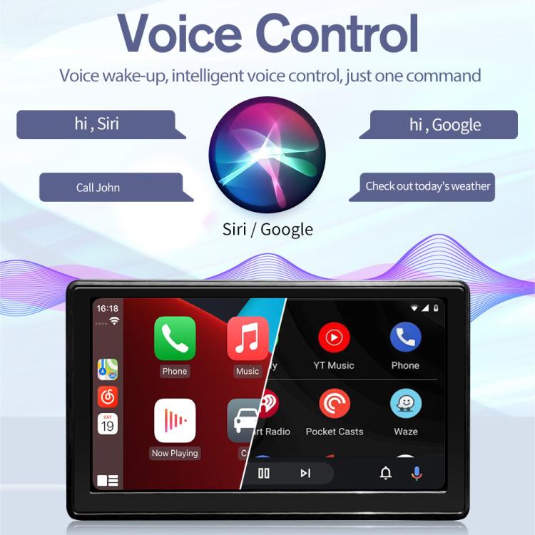 Car 7 inch IPS Portable Smart Screen Wireless Screen Projection Carplay Android Auto, with Reversing Camera, with Reversing Camera