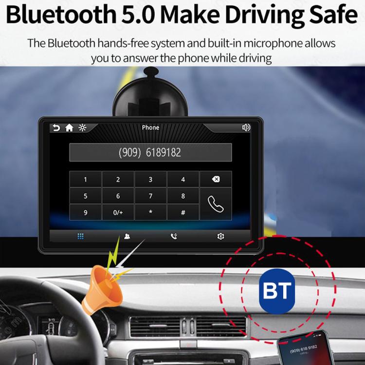 Car 7 inch IPS Portable Smart Screen Wireless Screen Projection Carplay Android Auto, with Reversing Camera, with Reversing Camera