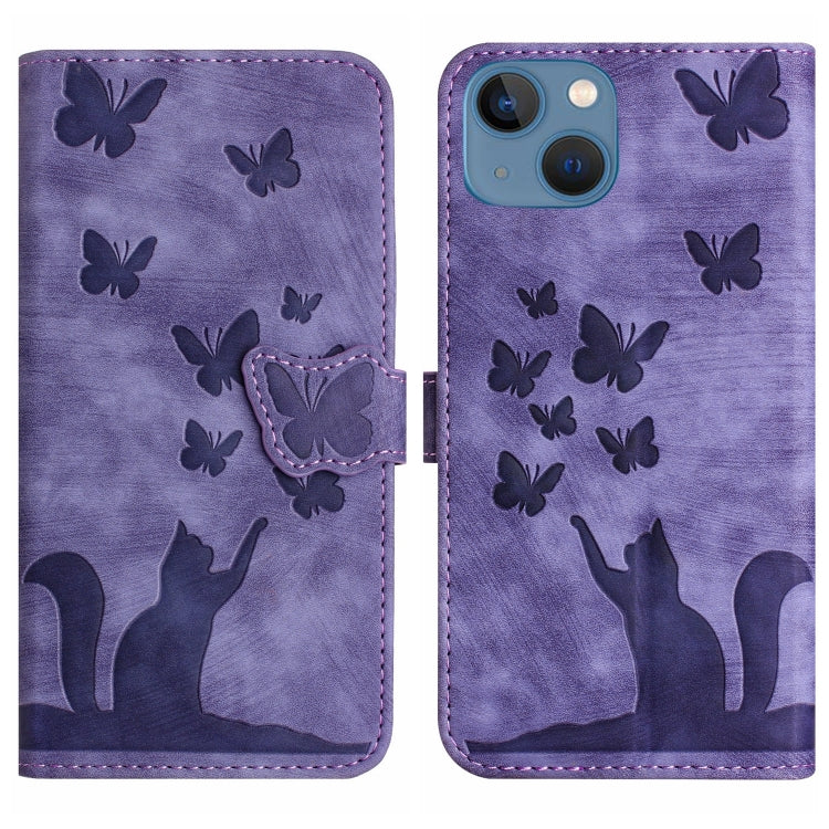 Butterfly Cat Embossing Flip Leather Phone Case, For iPhone 13 mini, For iPhone 12 / 12 Pro, For iPhone 12 Pro Max, For iPhone 12 mini