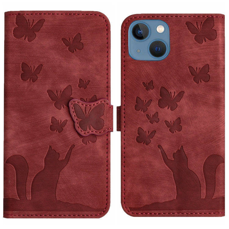 Butterfly Cat Embossing Flip Leather Phone Case, For iPhone 13 mini, For iPhone 12 / 12 Pro, For iPhone 12 Pro Max, For iPhone 12 mini