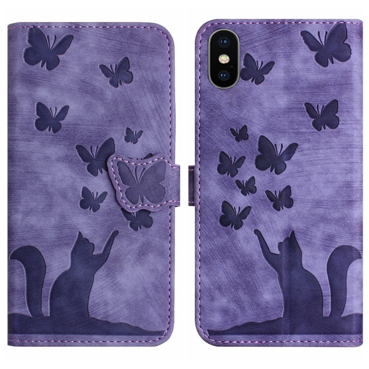 Butterfly Cat Embossing Flip Leather Phone Case, For iPhone XR, For iPhone XS Max, For iPhone 8 Plus / 7 Plus