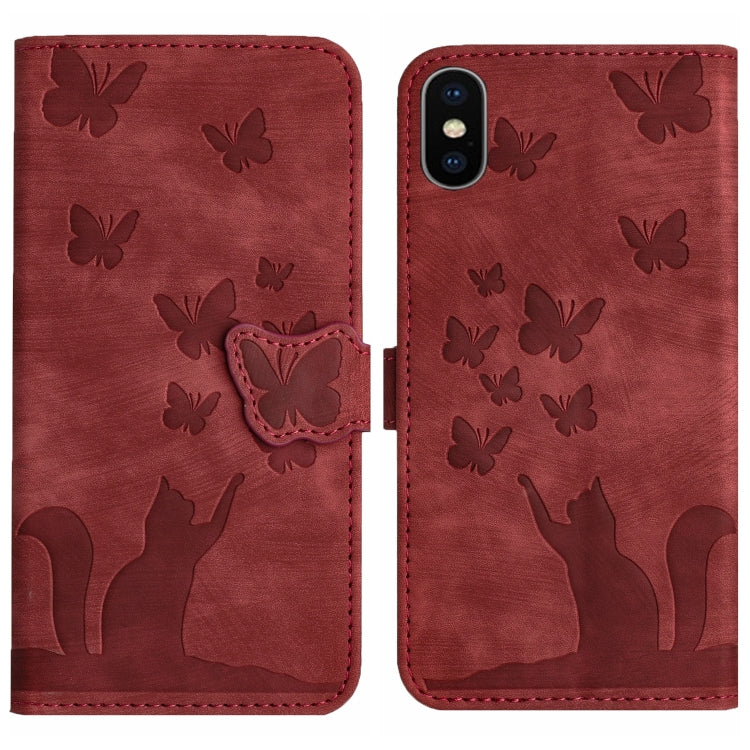 Butterfly Cat Embossing Flip Leather Phone Case, For iPhone XR, For iPhone XS Max, For iPhone 8 Plus / 7 Plus