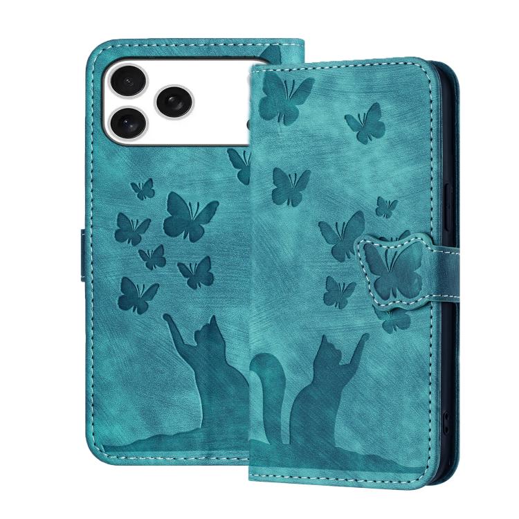 Butterfly Cat Embossing Flip Leather Phone Case, For iPhone 17 Pro Max, For iPhone 17 Pro, For iPhone 17, For iPhone Air