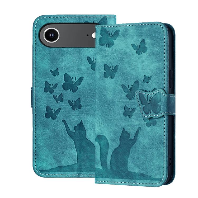 Butterfly Cat Embossing Flip Leather Phone Case, For iPhone 17 Pro Max, For iPhone 17 Pro, For iPhone 17, For iPhone Air