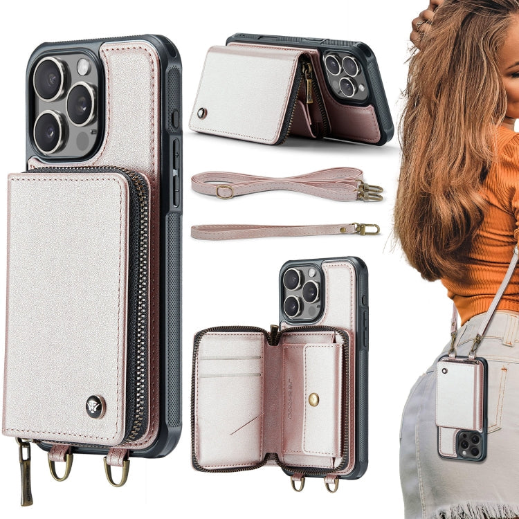 JEEHOOD C22 Series Zipper Wallet Leather Phone Case with Dual Lanyard, For iPhone 17 Pro Max, For iPhone 17 Pro, For iPhone Air, For iPhone 16 Pro Max