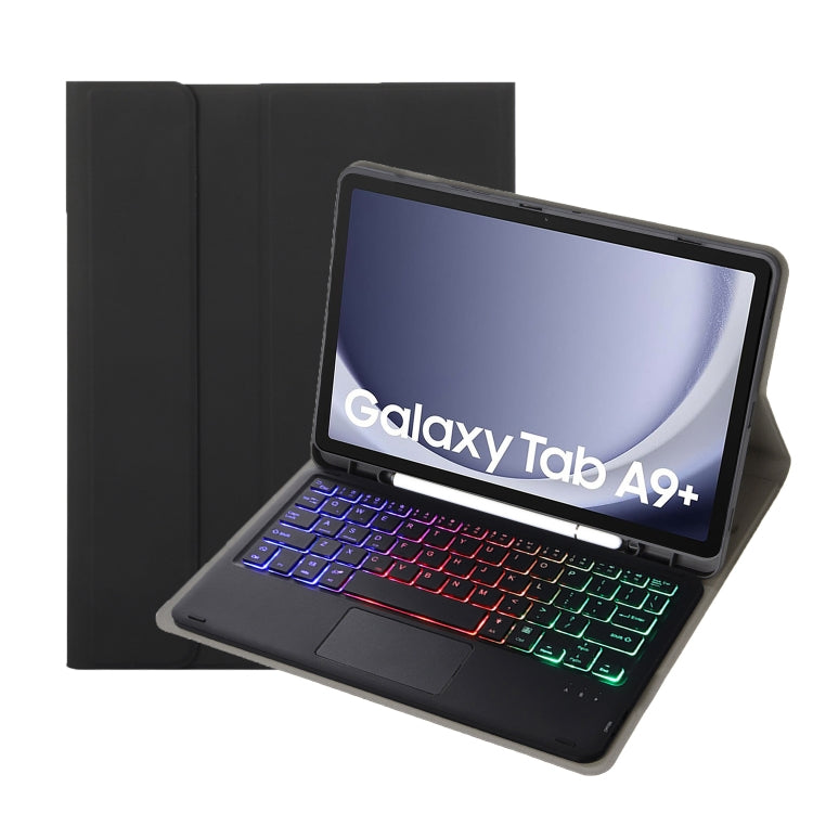 A09B-AS Candy Color Touch Backlight Bluetooth Keyboard Leather Tablet Case with Pen Holder, A09B-AS