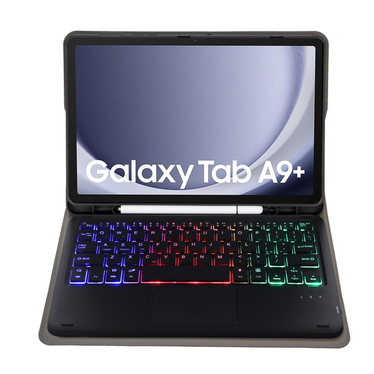 A09B-AS Candy Color Touch Backlight Bluetooth Keyboard Leather Tablet Case with Pen Holder, A09B-AS