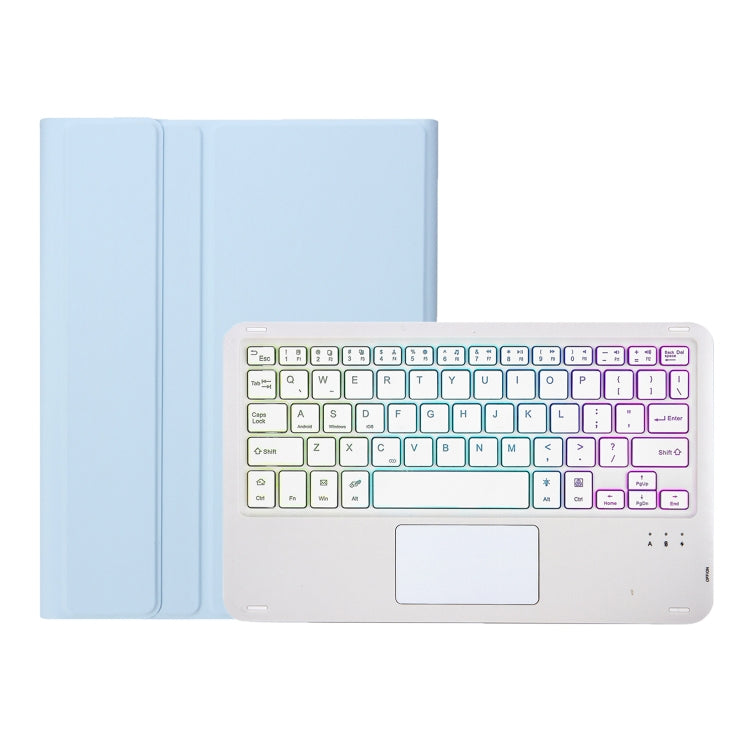 A09B-AS Candy Color Touch Backlight Bluetooth Keyboard Leather Tablet Case with Pen Holder, A09B-AS