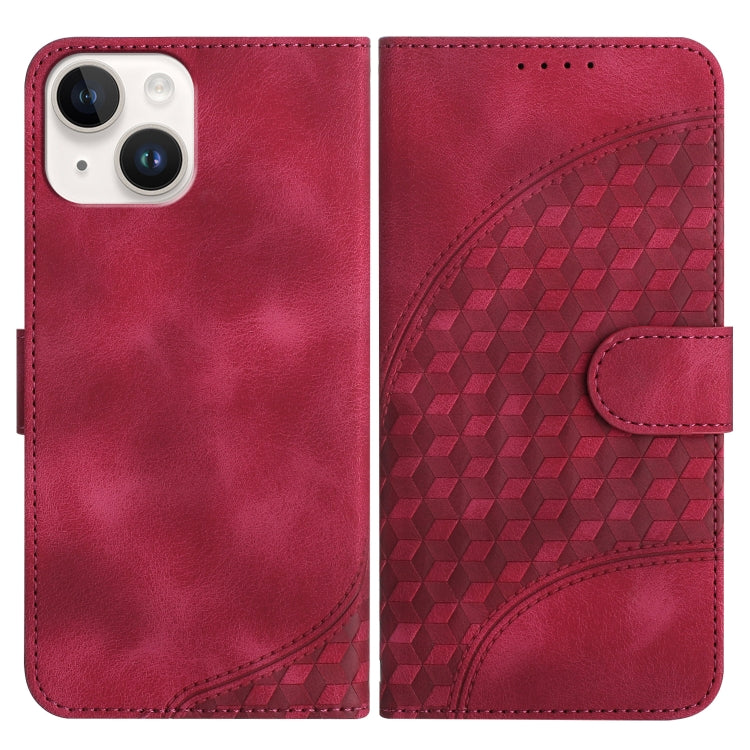 YX0060 Elephant Head Embossed Phone Leather Case with Lanyard, For iPhone 15, For iPhone 14 Plus, For iPhone 14