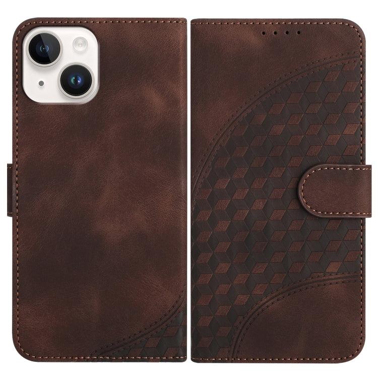 YX0060 Elephant Head Embossed Phone Leather Case with Lanyard, For iPhone 15, For iPhone 14 Plus, For iPhone 14