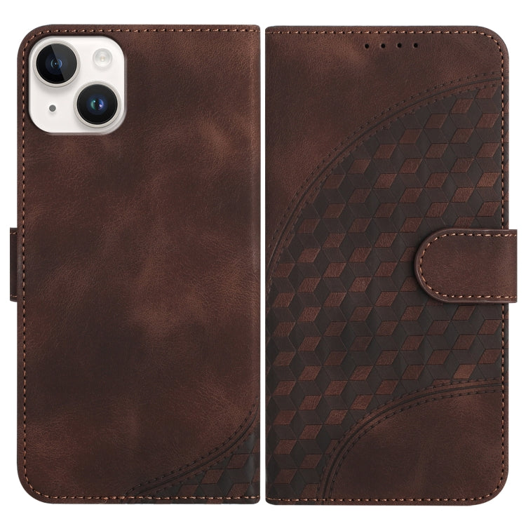 YX0060 Elephant Head Embossed Phone Leather Case with Lanyard, For iPhone 15, For iPhone 14 Plus, For iPhone 14