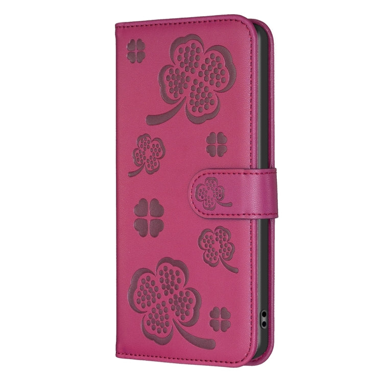 Four-leaf Embossed Leather Phone Case, For iPhone 15 Pro Max, For iPhone 15 Pro, For iPhone 15 Plus, For iPhone 15