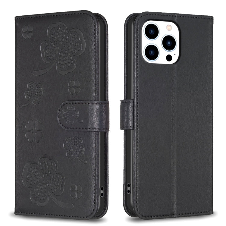 Four-leaf Embossed Leather Phone Case, For iPhone 7 / 8 / SE 2022, For iPhone 13 Pro Max, For iPhone 13 Pro, For iPhone 13