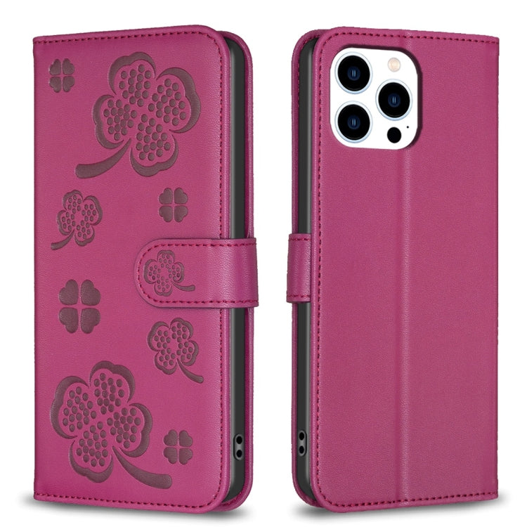 Four-leaf Embossed Leather Phone Case, For iPhone 7 / 8 / SE 2022, For iPhone 13 Pro Max, For iPhone 13 Pro, For iPhone 13