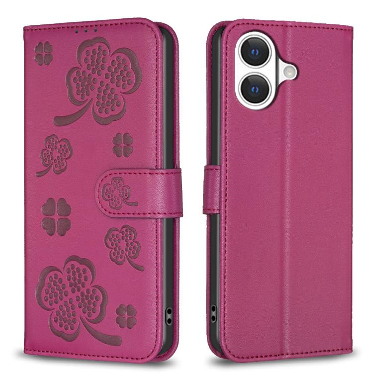 Four-leaf Embossed Leather Phone Case, For iPhone 18 Pro/17 Pro, For iPhone 18 Pro Max/17 Pro Max, For iPhone 17, For iPhone 17 Air