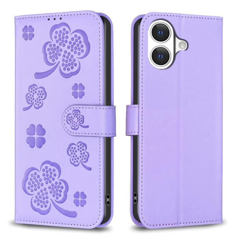 Four-leaf Embossed Leather Phone Case, For iPhone 18 Pro/17 Pro, For iPhone 18 Pro Max/17 Pro Max, For iPhone 17, For iPhone 17 Air