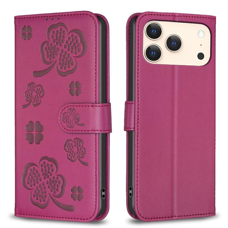 Four-leaf Embossed Leather Phone Case, For iPhone 18 Pro/17 Pro, For iPhone 18 Pro Max/17 Pro Max, For iPhone 17, For iPhone 17 Air