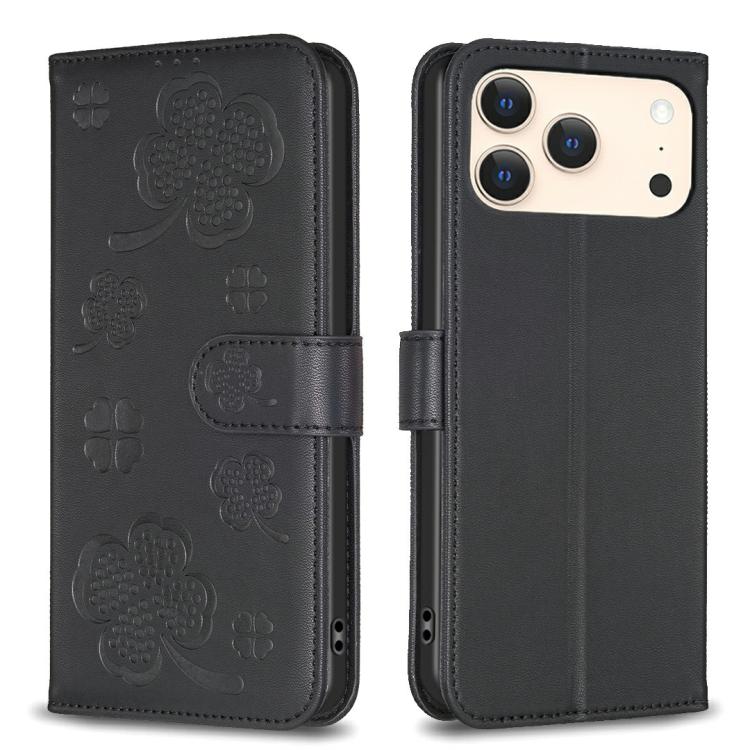Four-leaf Embossed Leather Phone Case, For iPhone 18 Pro/17 Pro, For iPhone 18 Pro Max/17 Pro Max, For iPhone 17, For iPhone 17 Air