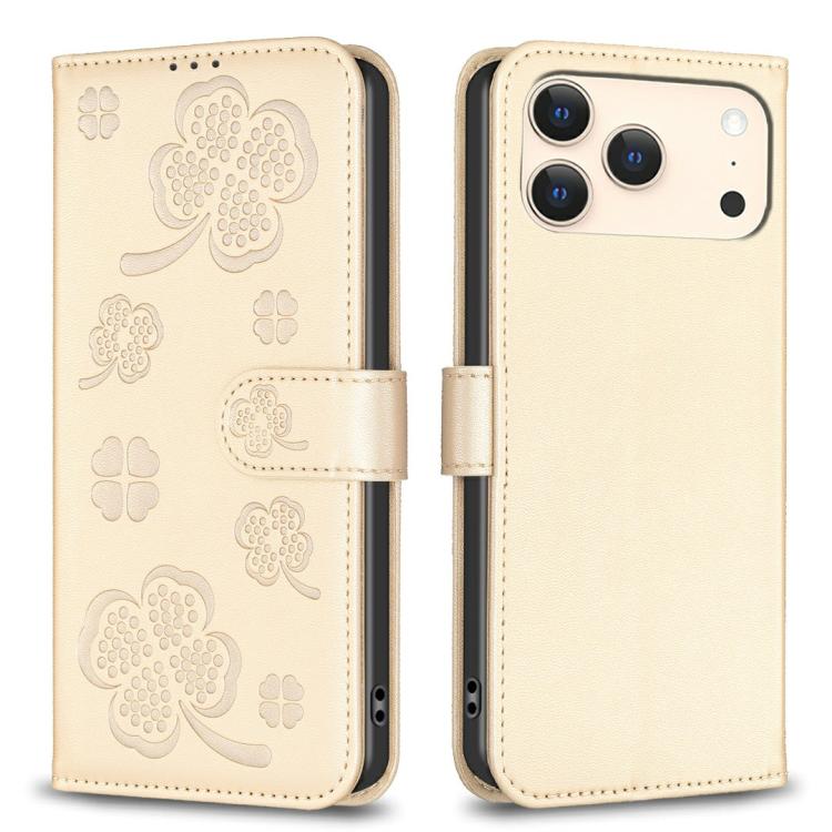 Four-leaf Embossed Leather Phone Case, For iPhone 18 Pro/17 Pro, For iPhone 18 Pro Max/17 Pro Max, For iPhone 17, For iPhone 17 Air