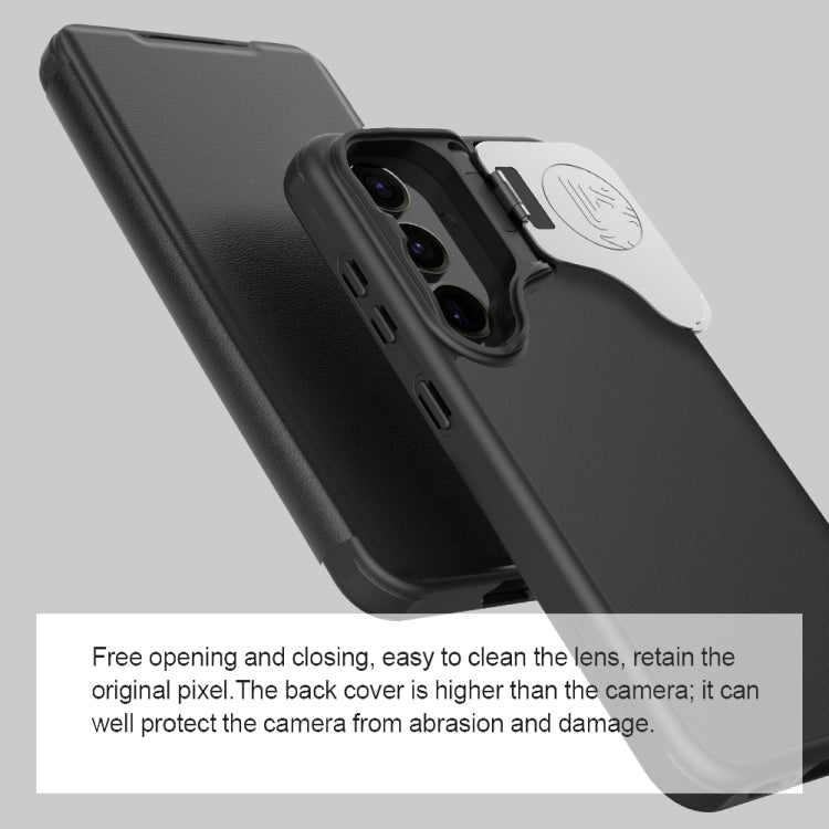 NILLKIN Qin Prop Series Flip Camera Cover Design Leather Phone Case, For Samsung Galaxy S24+ 5G, For Samsung Galaxy S24 5G