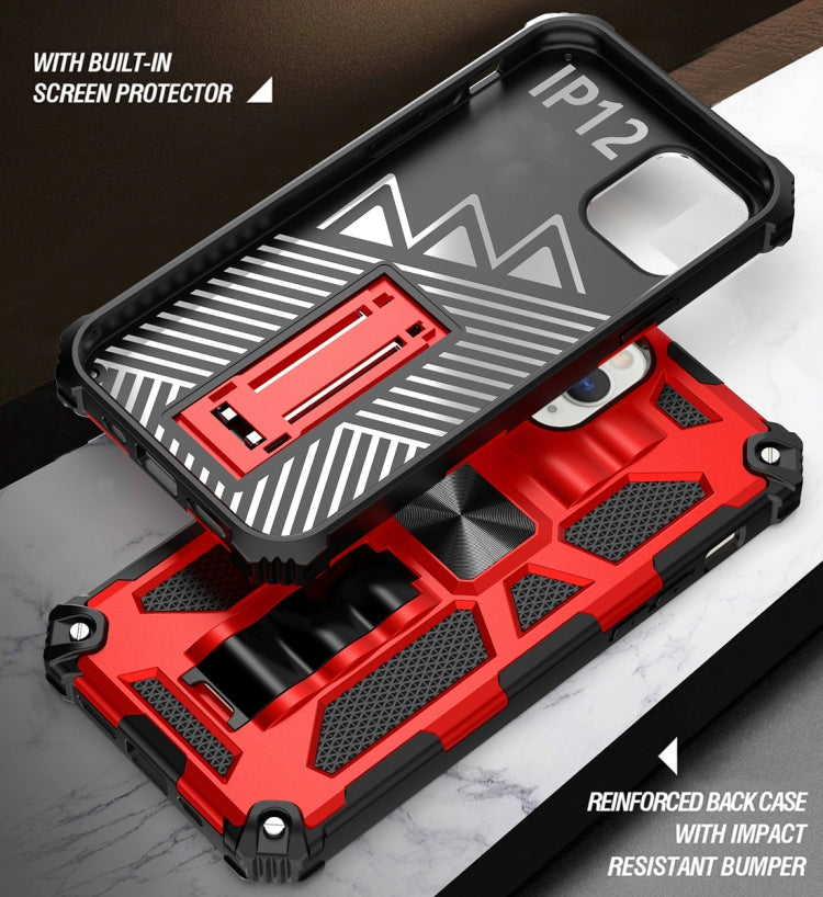 Armor Shockproof TPU + PC Magnetic Protective Case with Holder, For iPhone 12 / 12 Pro, For iPhone 12 Pro Max