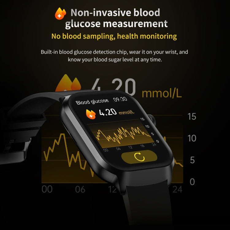 2.01 inch Leather Strap Bluetooth Call Smart Watch Support Heart Rate Monitoring / Non-invasive Blood Sugar, Leather Strap Black, Leather Strap Brown