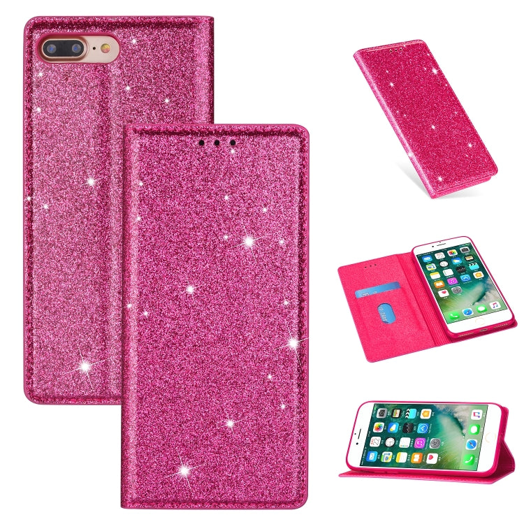 Ultrathin Glitter Magnetic Horizontal Flip Leather Case with Holder & Card Slots, For iPhone 6 Plus, For iPhone 8 / 7, For iPhone 8 Plus / 7 Plus, For iPhone 11
