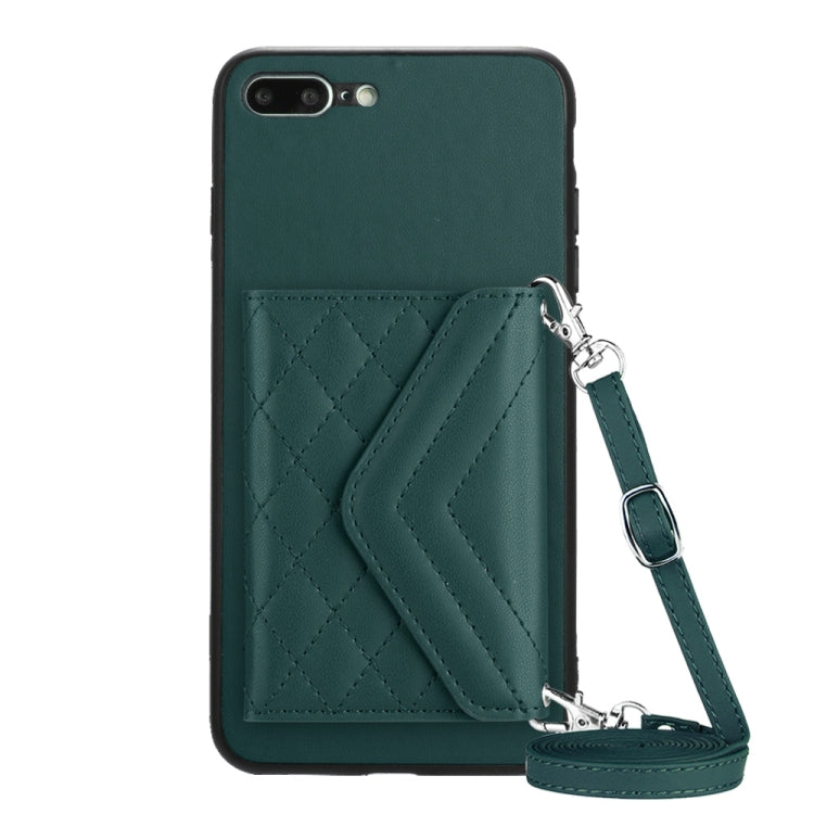 Rhombic Texture Card Bag RFID Phone Case with Long Lanyard, For iPhone XS / X, For iPhone XR, For iPhone XS Max, For iPhone 8 Plus / 7 Plus