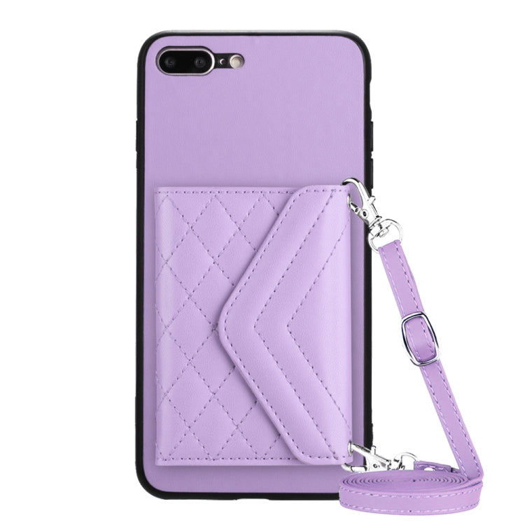Rhombic Texture Card Bag RFID Phone Case with Long Lanyard, For iPhone XS / X, For iPhone XR, For iPhone XS Max, For iPhone 8 Plus / 7 Plus