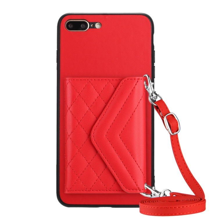 Rhombic Texture Card Bag RFID Phone Case with Long Lanyard, For iPhone XS / X, For iPhone XR, For iPhone XS Max, For iPhone 8 Plus / 7 Plus
